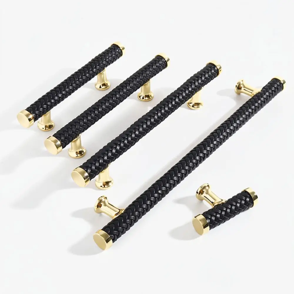 Stylish Leather Cabinet Pulls Zinc Alloy Drawer Knobs Modern Minimalist Furniture Wardrobe Door Hardware Fittings