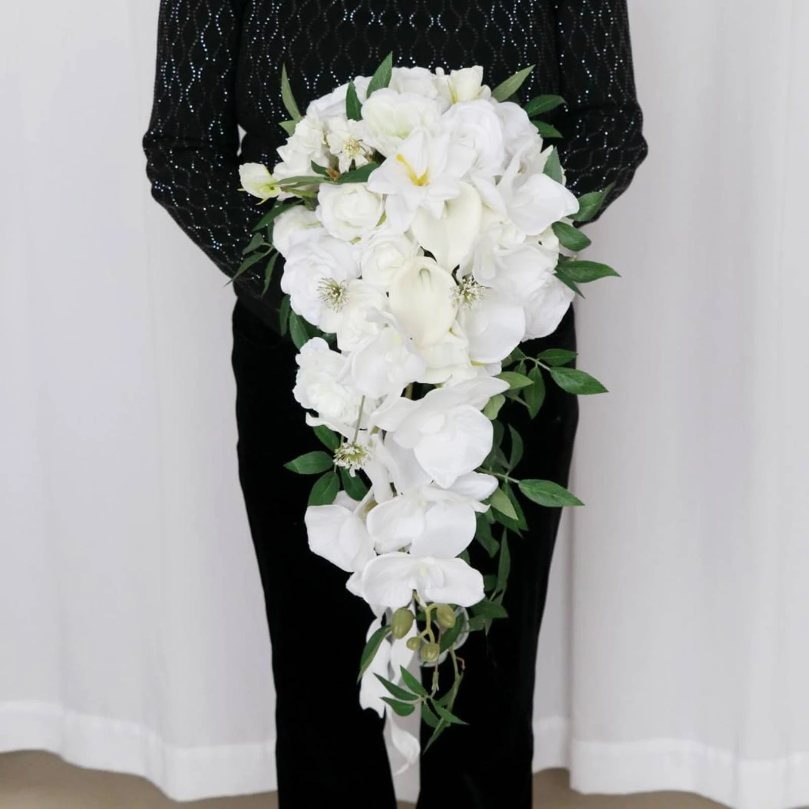 Waterfall Bridal Bouquet Low Maintenance Trailing Bridal Bouquet Keepsake Decorative Arrangement for Brides, Reception
