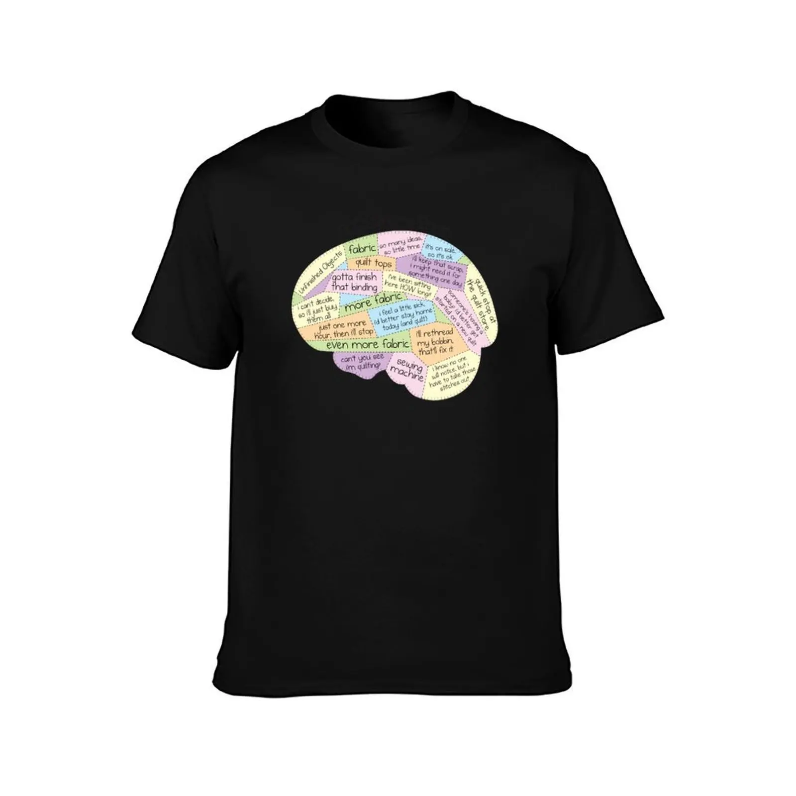 A Sew Quilters Brain Funny Quilting Lover All About Fabric T-Shirt, Summer Casual Cotton Tee, Oversized Streetwear Tops
