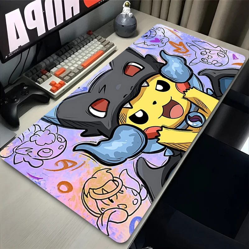 Mouse Pad Game Large Desk Mat Computer Keyboard Pad P-Pokemon Pikachu Mousepad Kawaii PC Gaming Accessories Rubber Carpet