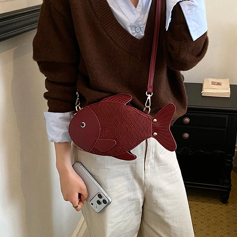 Koi-Fisch-förmige Umhängetasche, Damen-Sling-Bag, Kreative PU-Handtasche, Niedliches Einzigartiges Design für den täglichen Arbeitsweg, Münzbörse – Detail 16
