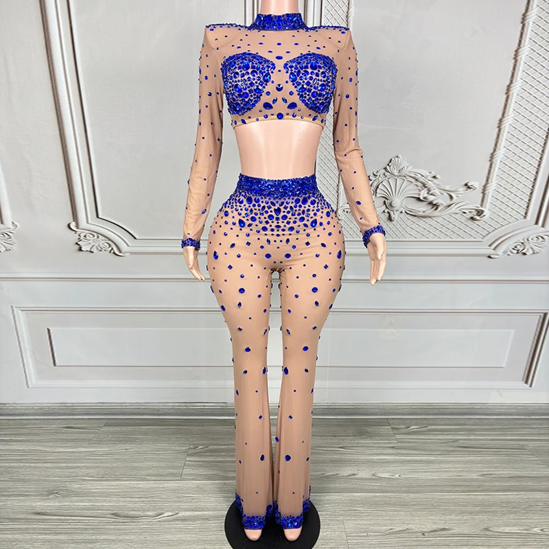 

Gogo Dancer Clothing Nightclub Bar Party Show Clubwear Women Sexy Clothes Singer Stage Costume Rhinestone Corp Tops Pants 2241