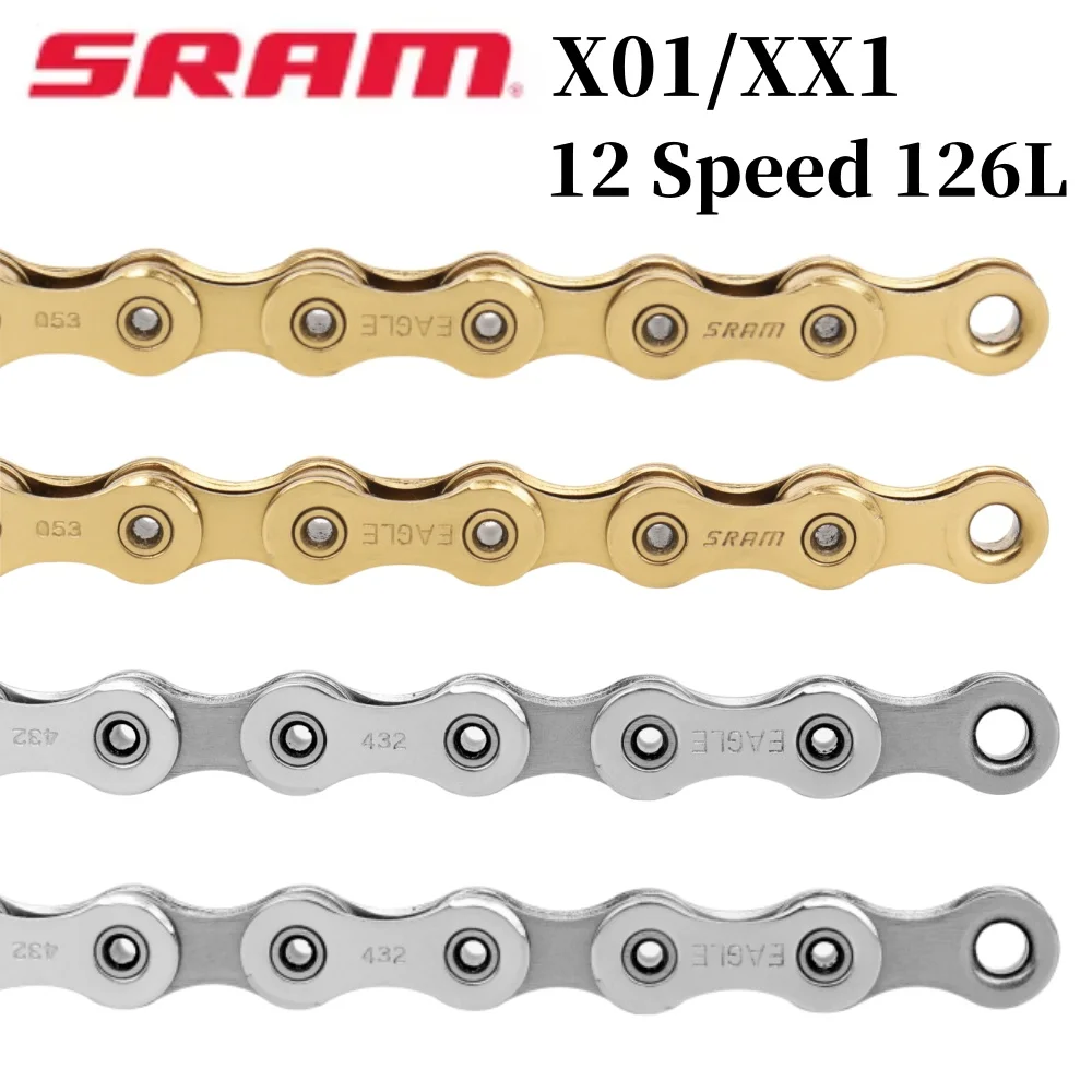 SRAM X01 XX1 12 Speed Bicycle Chain 126 Links Mountain Road Bike Chain 12S 12V Gold Silver Color Bicycle Chains