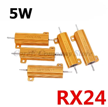 1PCS RX24-50W 0.1/0.5/1/50/100 Ohms Gold-plated aluminum case high-power resistor 2K Heat-dissipating resistor