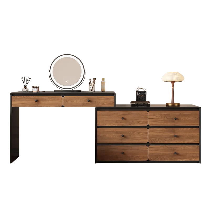 

Medieval dresser light luxury chest cabinet integrated new bedroom makeup table retractable solid wood bedside cabinet