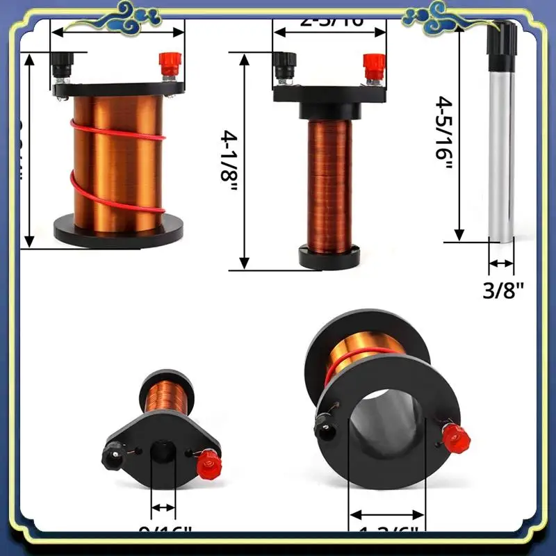 Portable 1 PCS Demonstration Induction Coil With Primary Coil, Copper Secondary Coil And Cylindrical Magnet For Physics Teaching