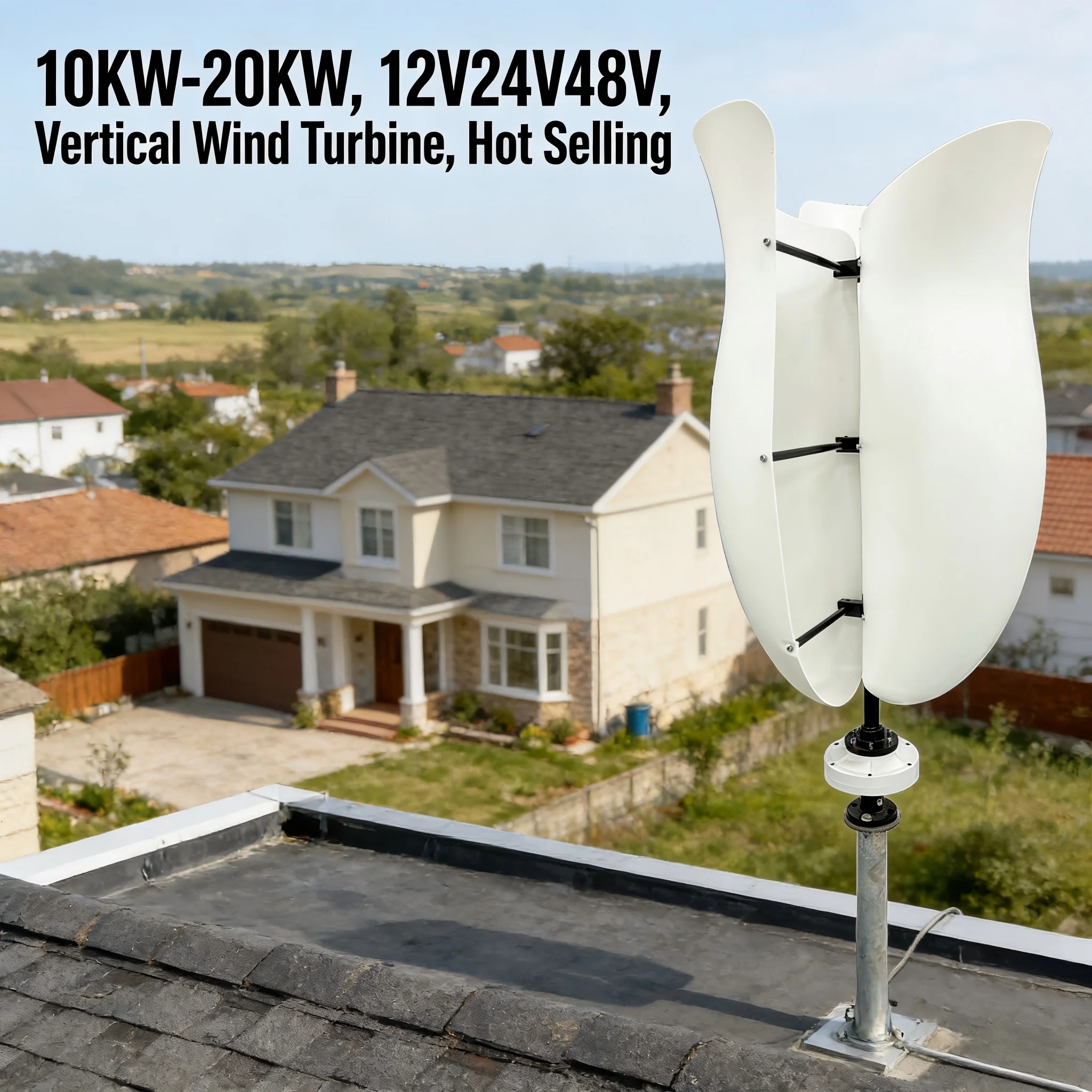 10KW Whisper Quiet Vertical Wind Turbine 12V 24V 48V 3-Phase PMG Alternator