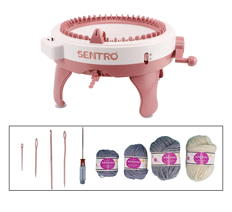 Macchina per maglieria a 48 aghi, Smart Weaving Loom Round Knitting Machines con contatore di file, tavola da lavoro a maglia rotante doppio telaio per adulti e bambini