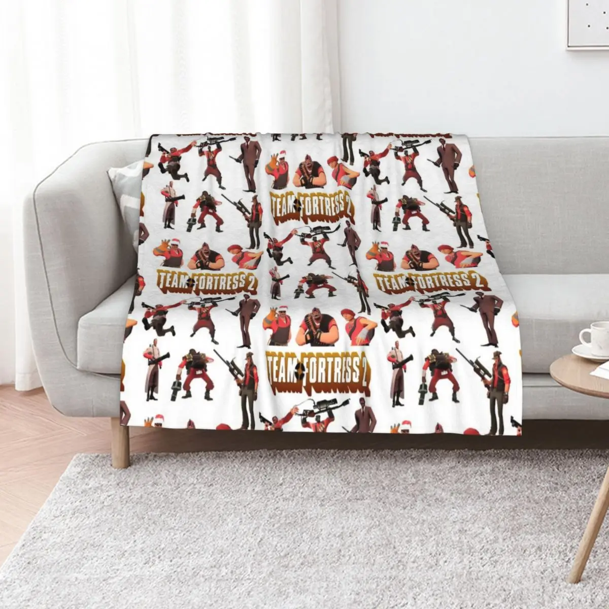 

Team Fortress 2 - All Characters / Classes with TF2 Logo Throw Blanket Flannel Fabric bed plaid Decorative Sofas Blankets