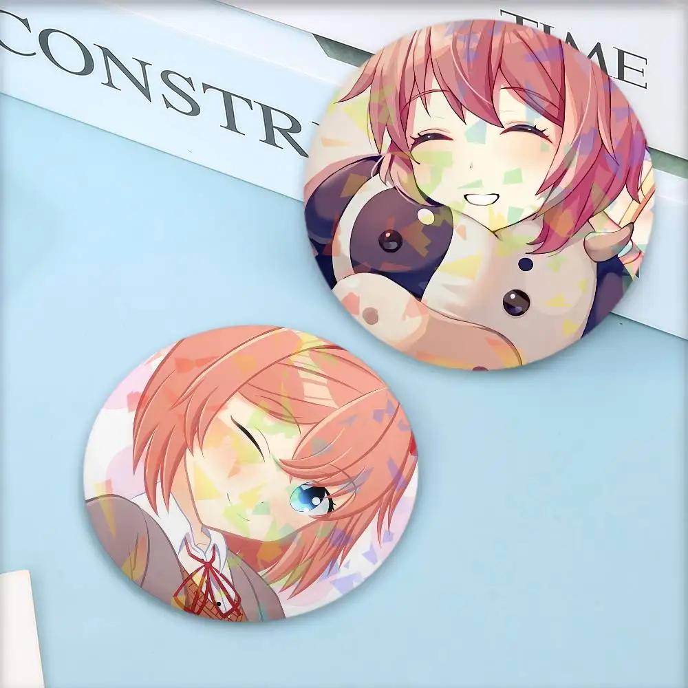 Game Character Sayori Button Pins Backpack Clothing Decor Brooch Cartoon Science Fiction Badge Laser Jewelry Gifts for Kids