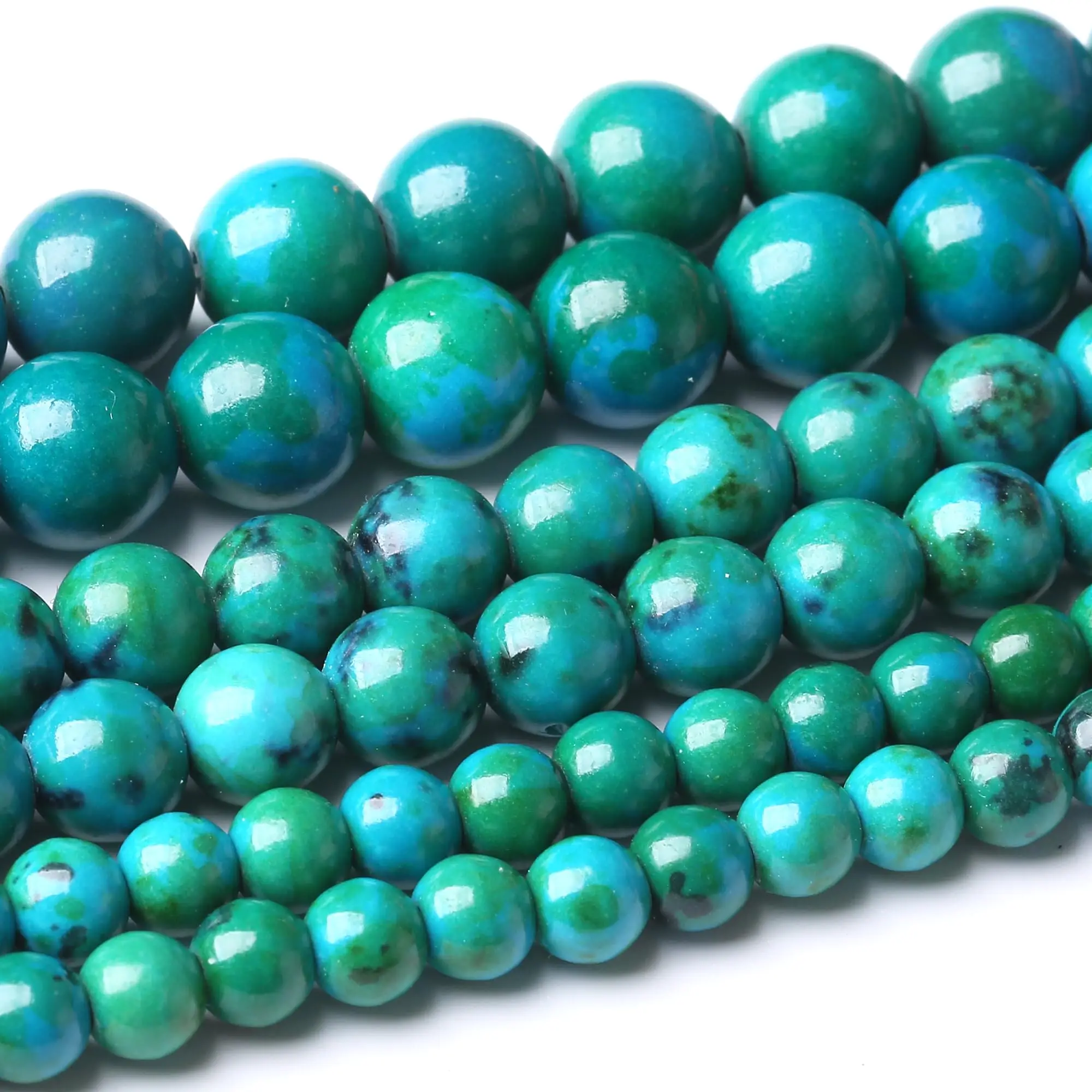 Natursteinperlen, 4–12 mm, Phoenix Chrysocolla, rund, lose Distanzperlen für Schmuckherstellung, DIY-Armbänder, Ohrringe, Zubehör
