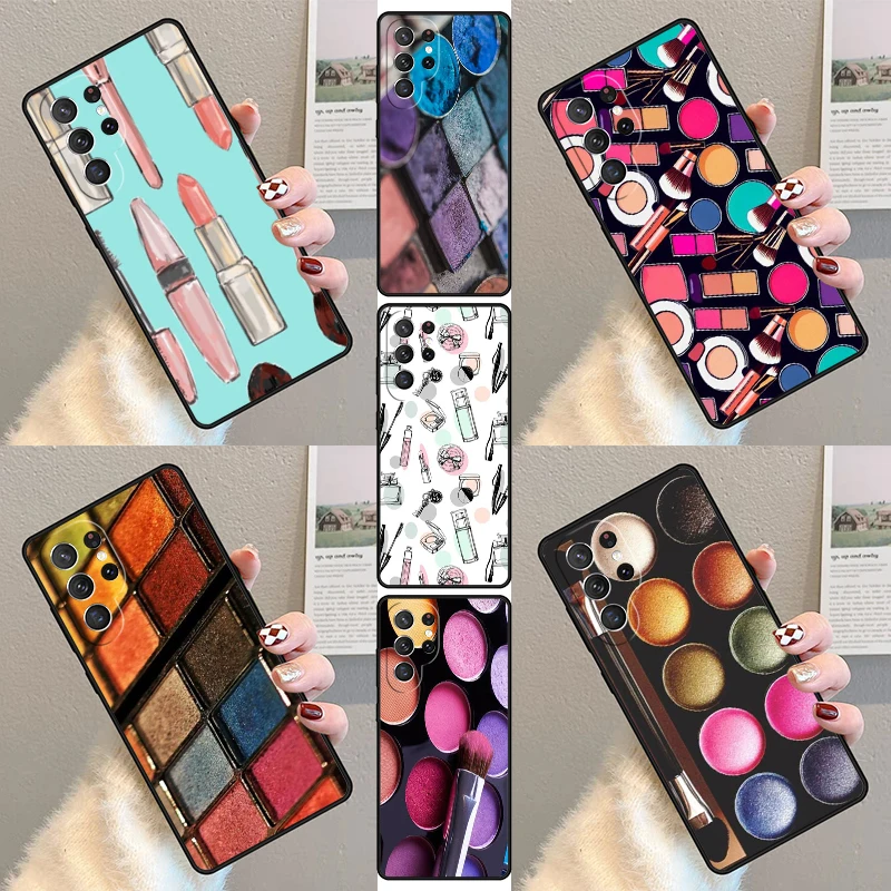 Makeup Eyeshadow Palette Phone Case For Samsung Galaxy S23 S21 S20 FE S24 S22 Ultra Note20 S10 S9 S8 Plus Silicone Cover