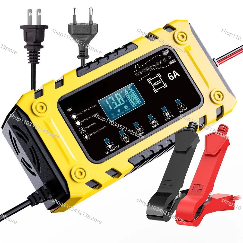 12V6A Smart Battery Charger Ten-stage Lithium Iron Lead Oxide Battery Charger Self-stop When Fully Charged