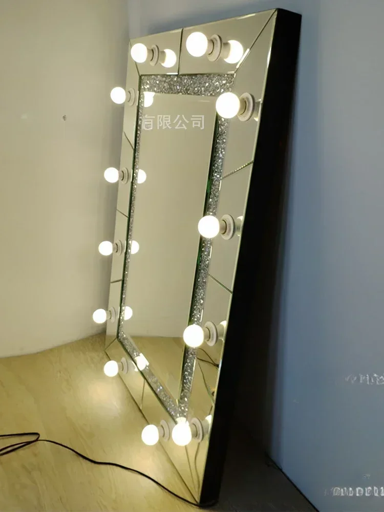 Mirror furniture bedroom light bulb lighting broken diamond decorative makeup mirror