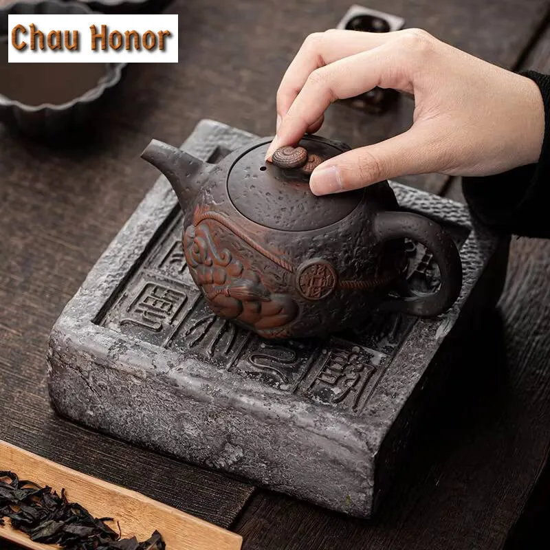 

280ml Authentic Qingxi Purple Pottery Teapot Golden Toad Pot Japanese Style Retro Pu'er Tea Maker kungfu Tea Set Tea Ceremony
