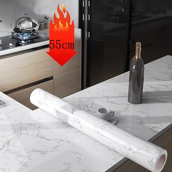 DIY 55cm Marble Self-adhesive Wallpaper Bathroom Kitchen Dining Room Cabinet Countertop…
