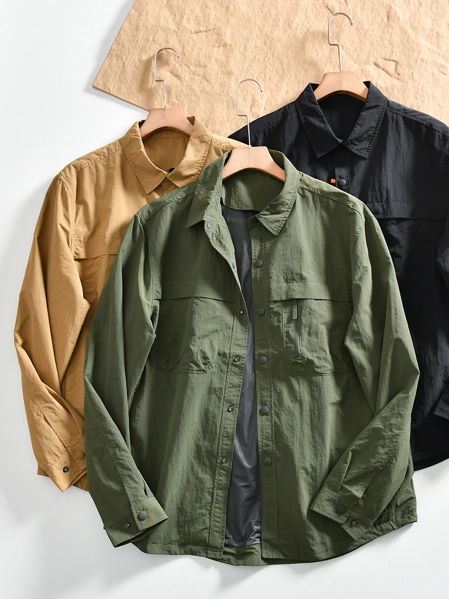 

Outdoor Climbing Jacket for Men Windproof Water-resistant Wear-resistant Fashionable Collared Coat Standard Fit Nylon