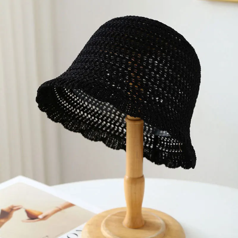 Korean Hollow Hats for Women Spring/Summer Fashionable Breathable Sunshade Fisherman Cap Face-Slimming Bucket Hat