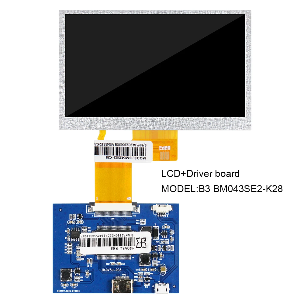 Écran LCD RGB multi-usages BM043SE2-K28 ", 40 broches, 480x272, luminosité 500, Angle de vision complet, Modules d'affichage, 4.3