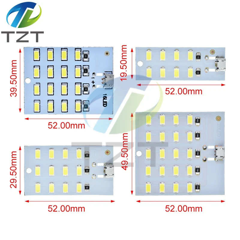 TZT high quality 5730 smd 5V 430mA~470mA White  Mirco Usb 5730 LED lighting panel USB mobile light Emergency light  night light