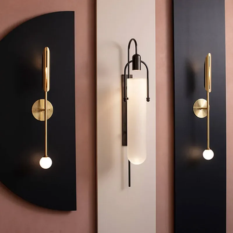 for Nordic Glass Wall Lamp Post Modern Bedside Decoration Background Wall Aisle Simple Hotel Petal Shape Wall Light