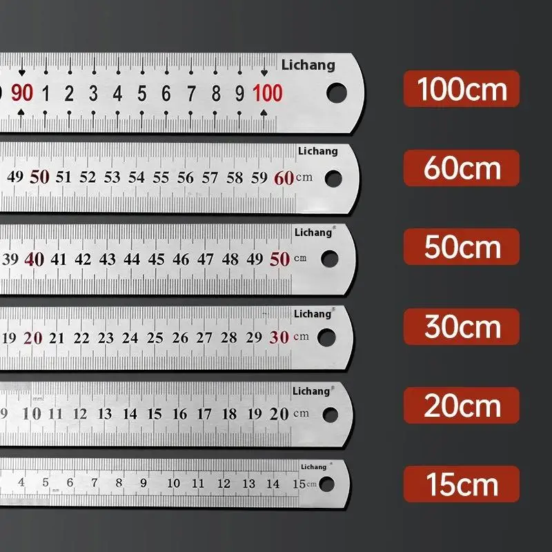 15-100CM No-Reflection Satin Chrome Stainless Steel Engineering Ruler in MM Graduations