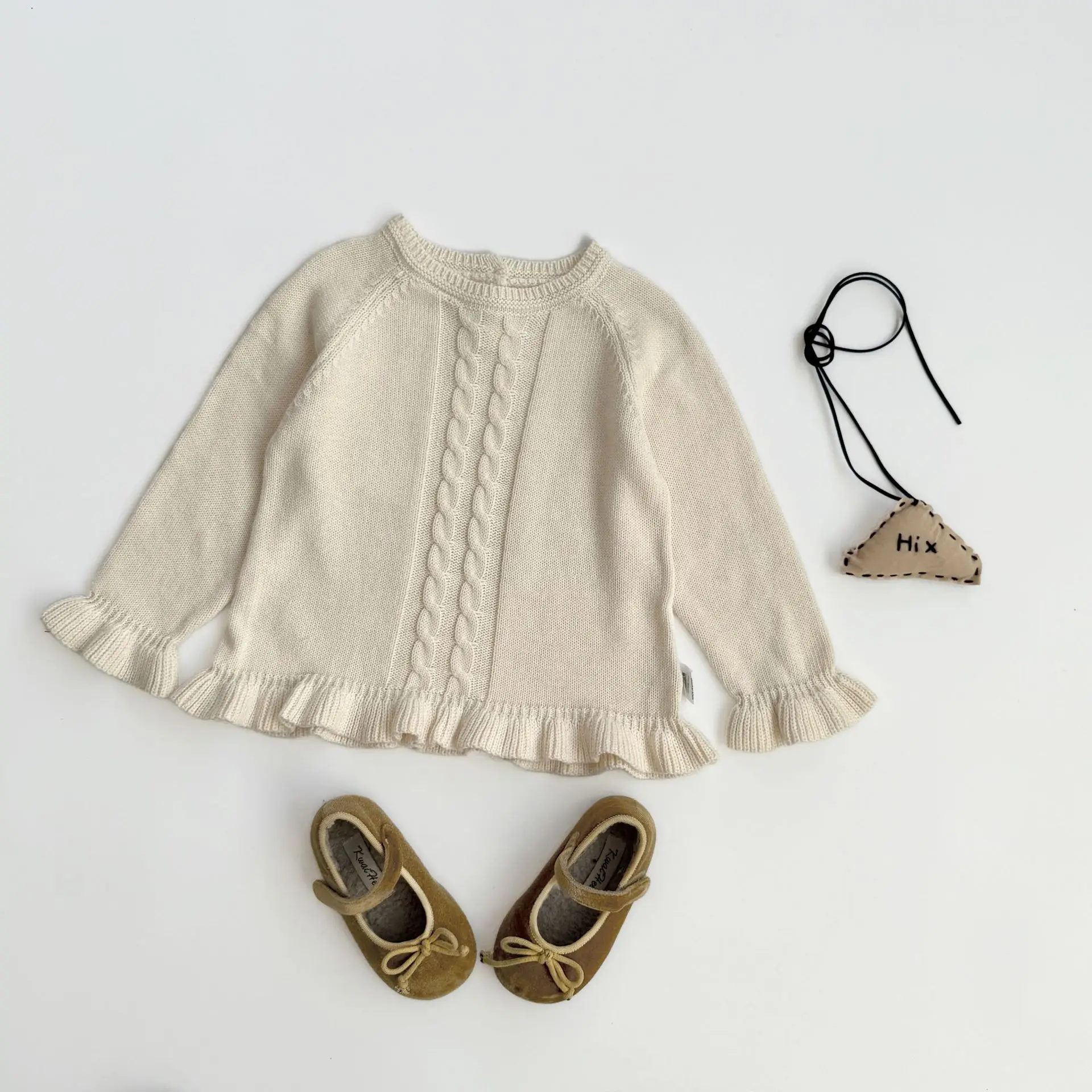 

Новая осенне-зимняя одежда для малышей от 0 до 3 лет, пуловер абрикосового цвета с круглым вырезом и длинными рукавами