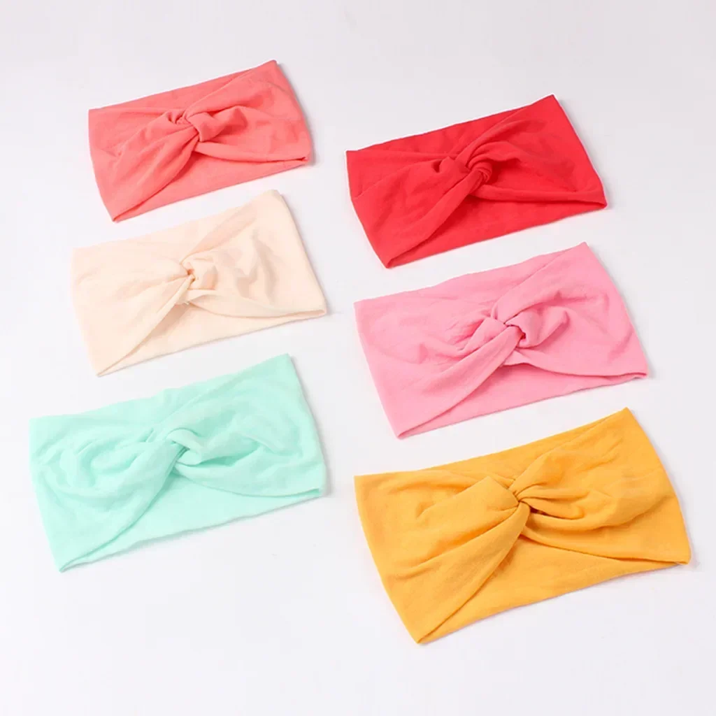 28 Farben von Kinder haar bändern Haarschmuck Baby einfarbig Nylon Kreuzknoten Mädchen Haarband Haarband