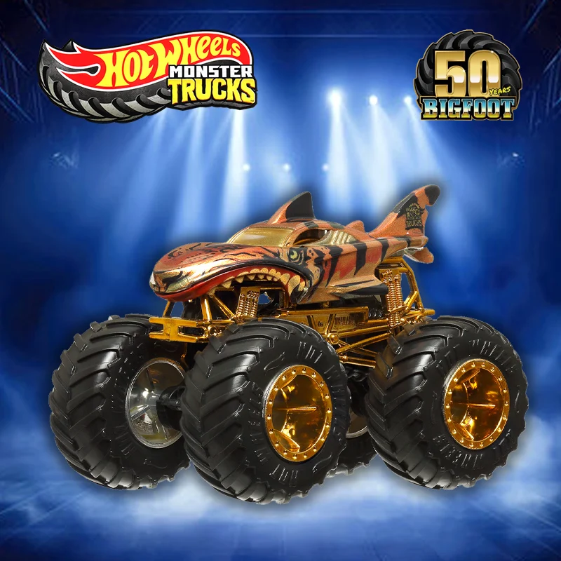 Hotwheels, superventas, conjunto conmemorativo del 50 aniversario del monstruo Bigfoot, modelo de coche de juguete, regalo de colección de coches de tiburón tigre
