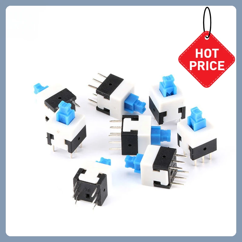 20pcs/lot Square 7x7x12mm 6 Pin DPDT Mini Push Button Self-locking Switch G64 Multimeter Switch  8x8MM