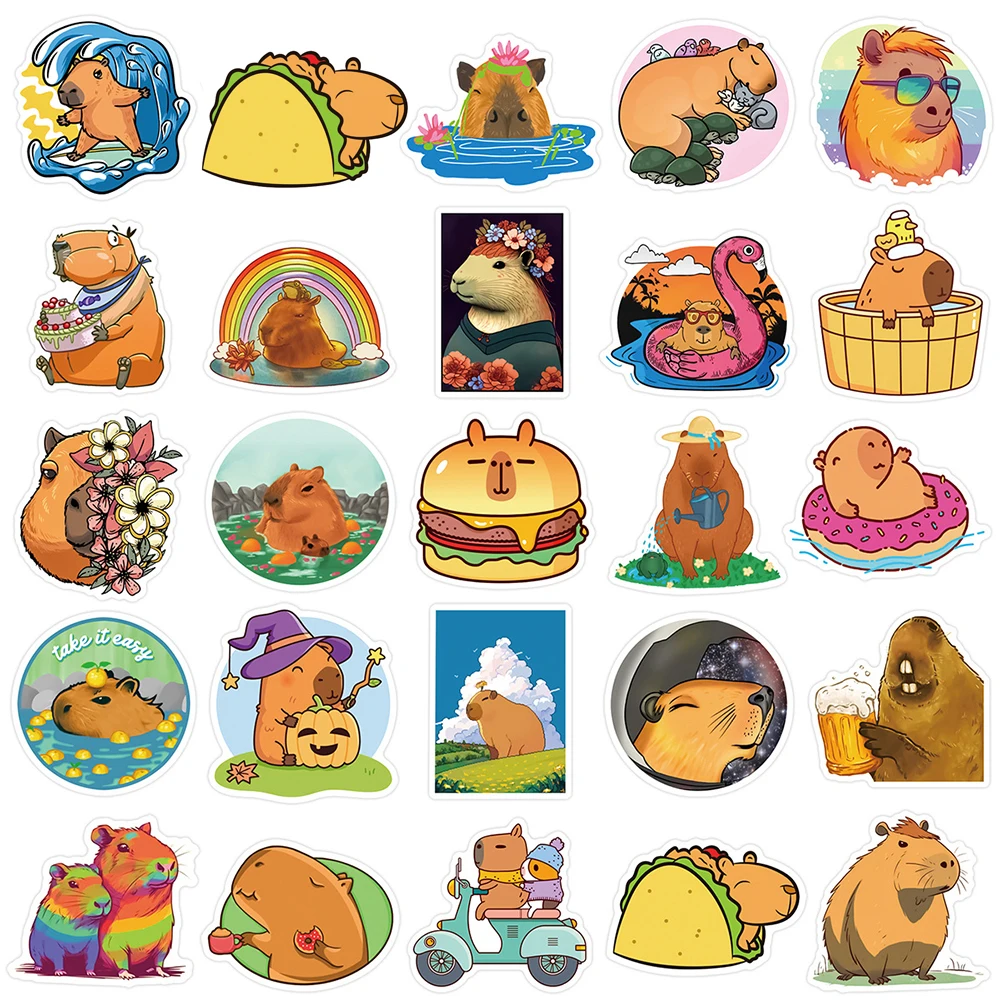 10/30/50 個かわいいカピバラアニメステッカー動物漫画ステッカースーツケースラップトップ電話日記車防水デカールおもちゃギフト