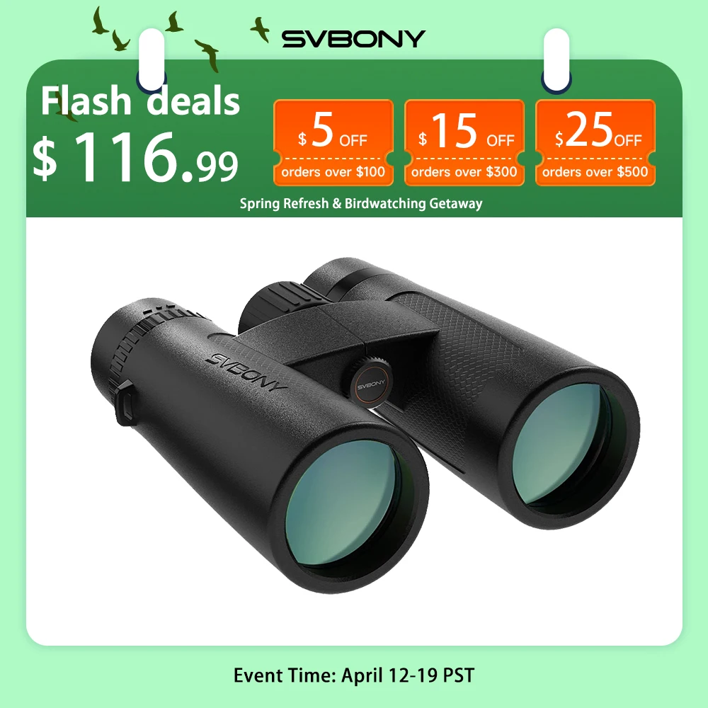 Svbony SV202 Upgraded Wide-angle ED Binoculars 8x32/8x42/10x42 Bak4 Prism IPX7 Waterproof Fogproof for Bird Watching Camping