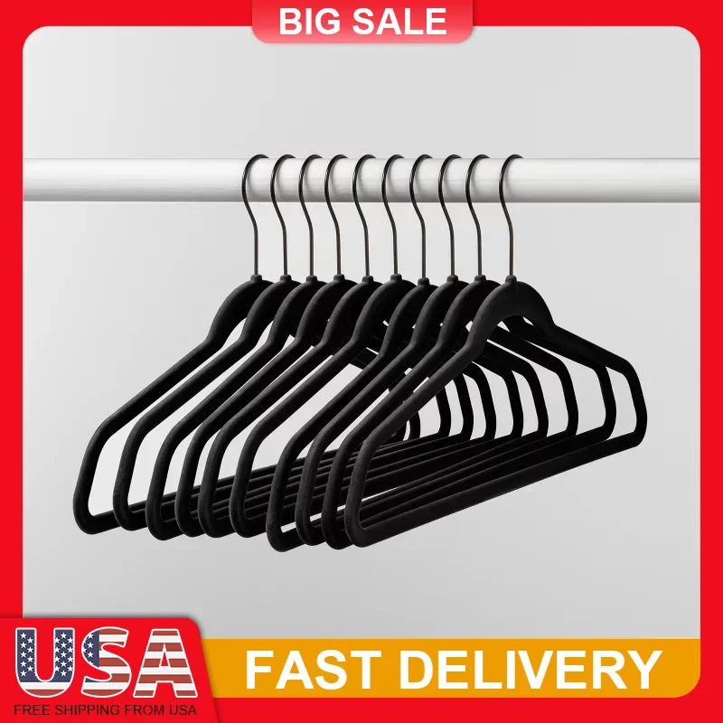 

10PCS Velvet Hangers Non Slip Clothes Hangers Space Saver Thin Flocked Coat Hangers for Closet Organization Dresses Shirts Pants