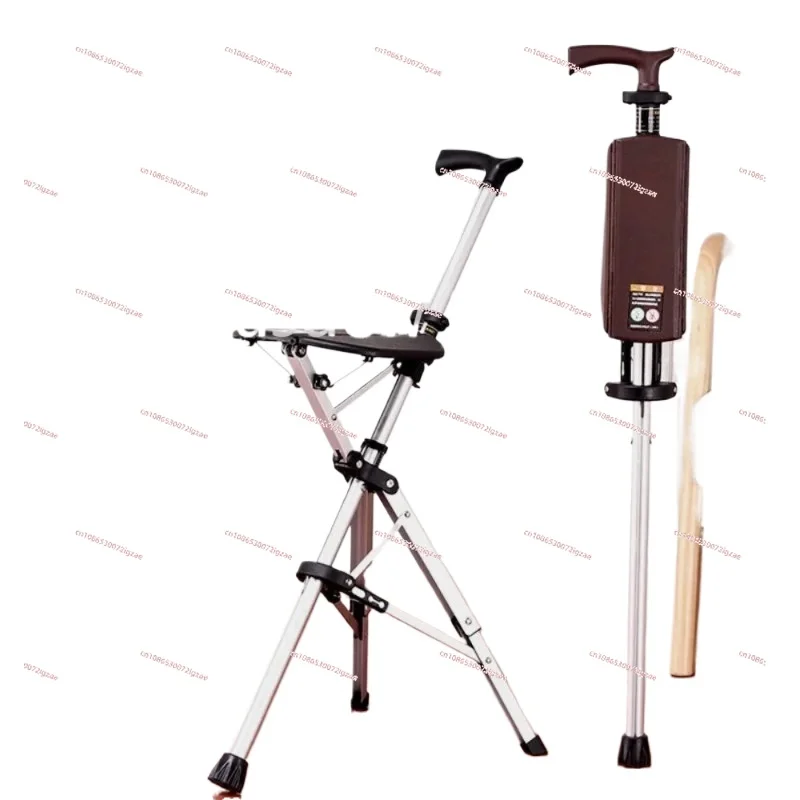 High quality Anti-Slip Crutch Chair Dual-Use Walking Stick Folding Seat with Stool Portable Multi-Purpose Crutch Stool