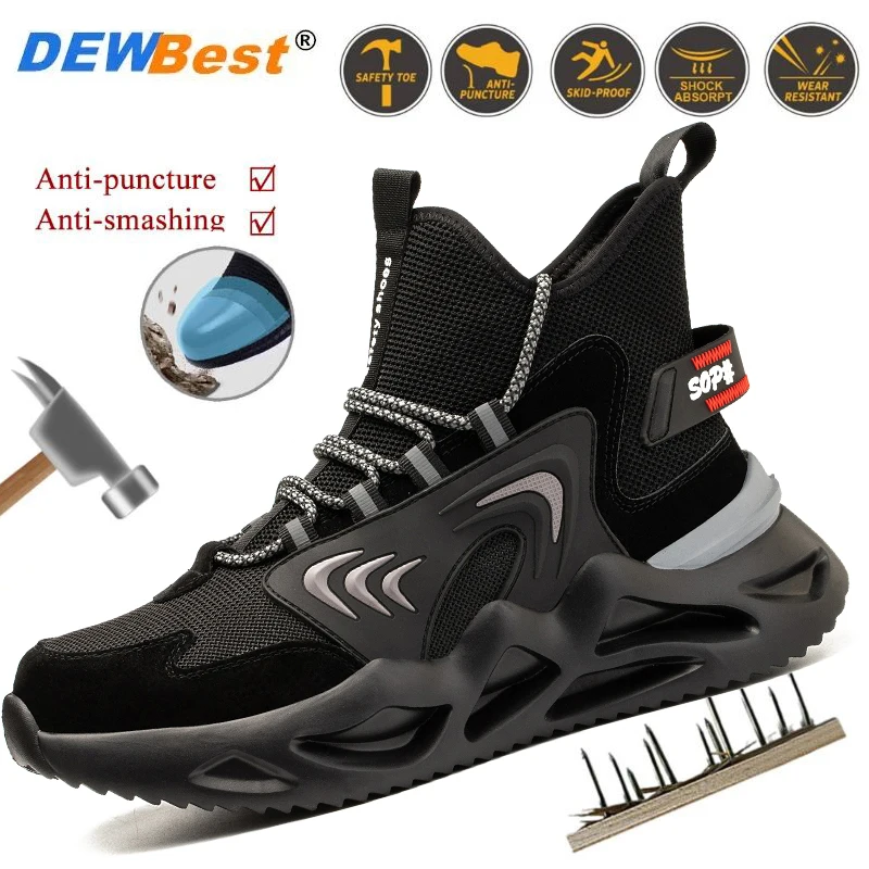 2024 new work shoes anti-smashing steel toe cap safety shoes men\'s work sneakers men\'s work boots men\'s shoes safety boots shoes