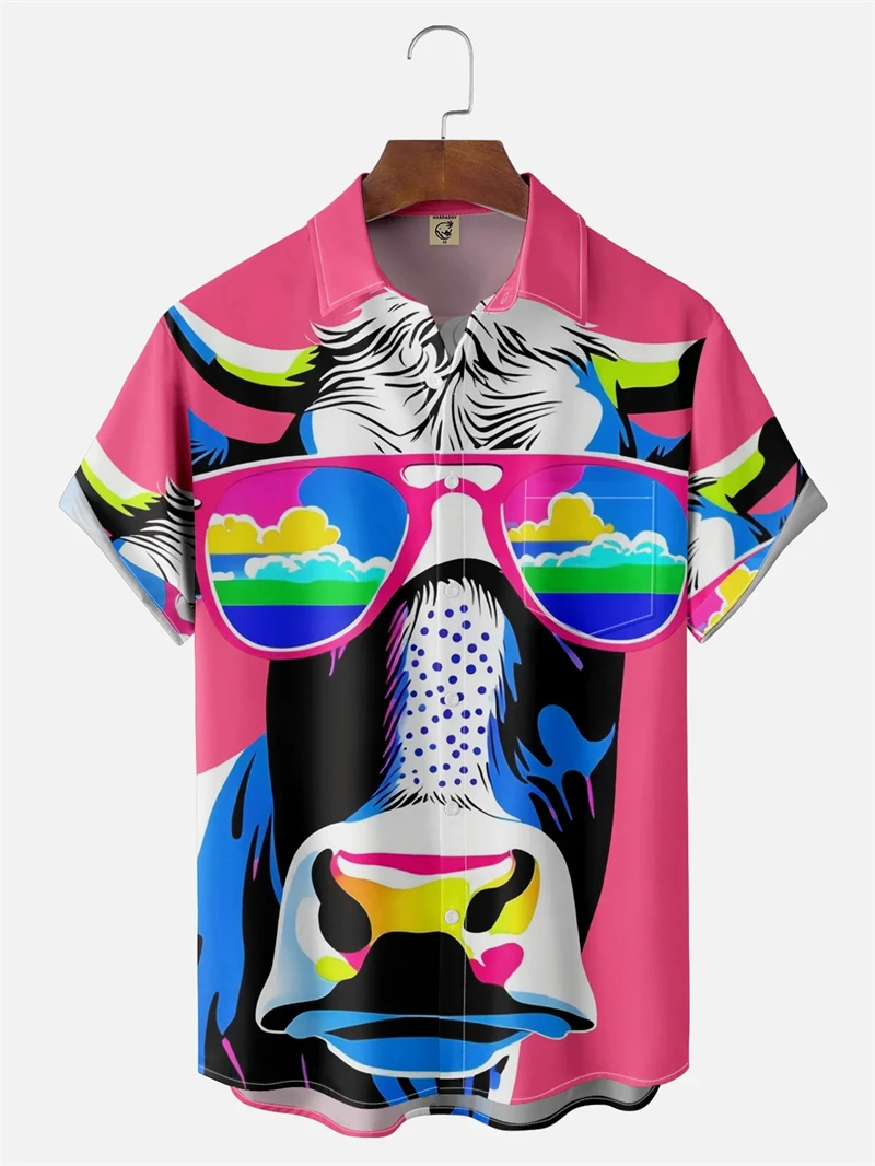 

Мужская гавайская рубашка с забавным принтом коров, повседневная рубашка с коротким рукавом, одежда для мужчин, рубашка для отпуска, блузка в стиле Харадзюку, топы