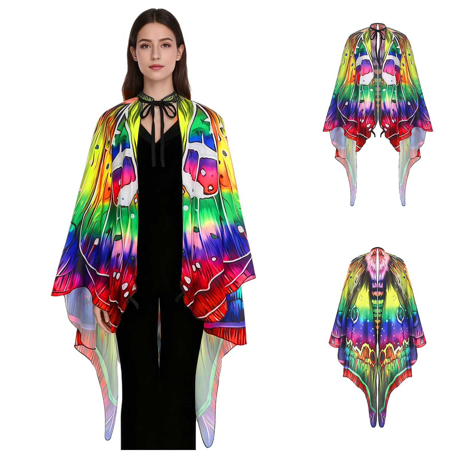 Children's Adult Belly Dance Wing Symphony Yarn Cloak Hand Hook Cape Shawl Dance Performance Props Transparent Hanging Neck Wing