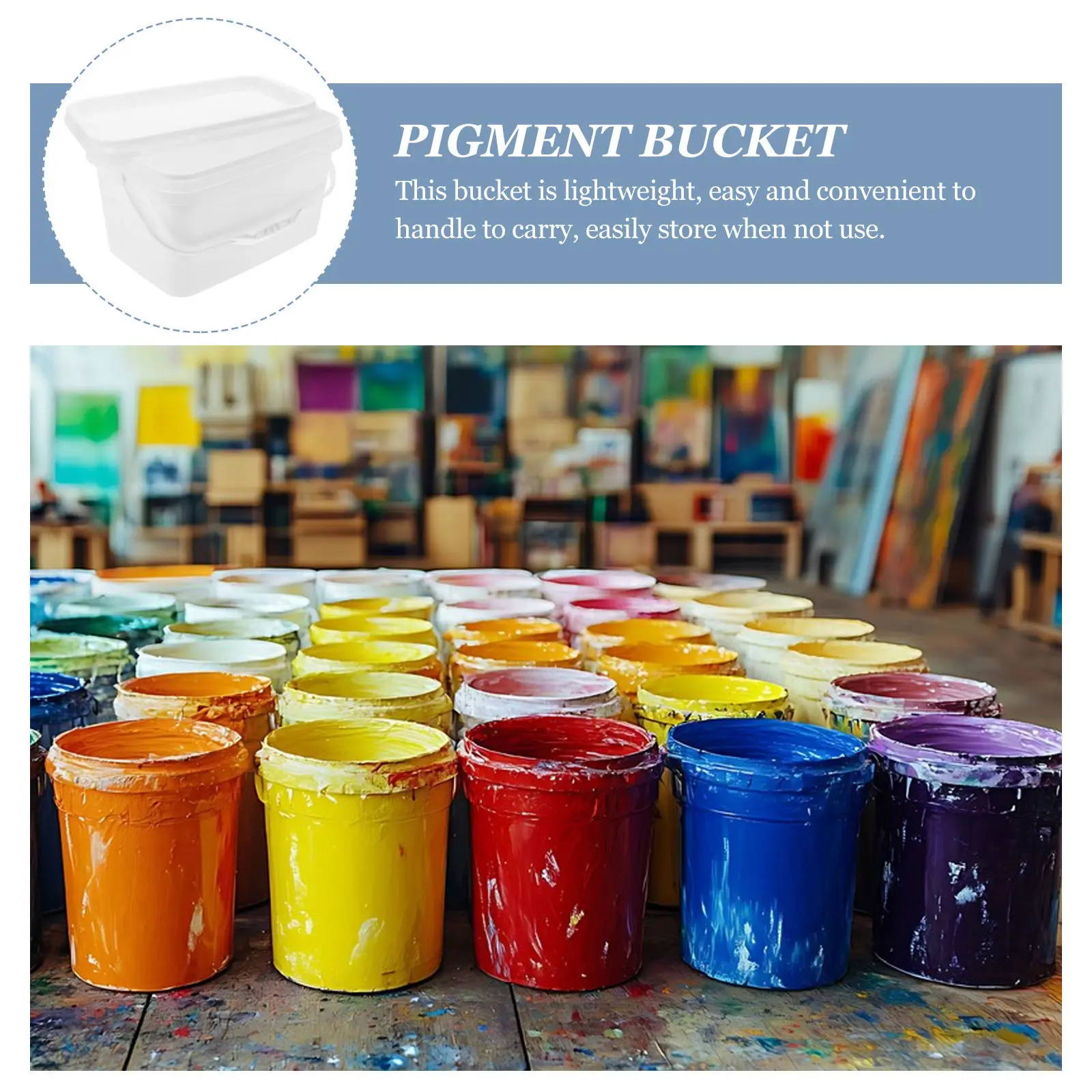 Sturdy Plastic Paint Bucket with Ergonomic Handle and Tight-Fit Lid Ideal for Paint Pigment Storage Color Mixing Outdoor Indoor