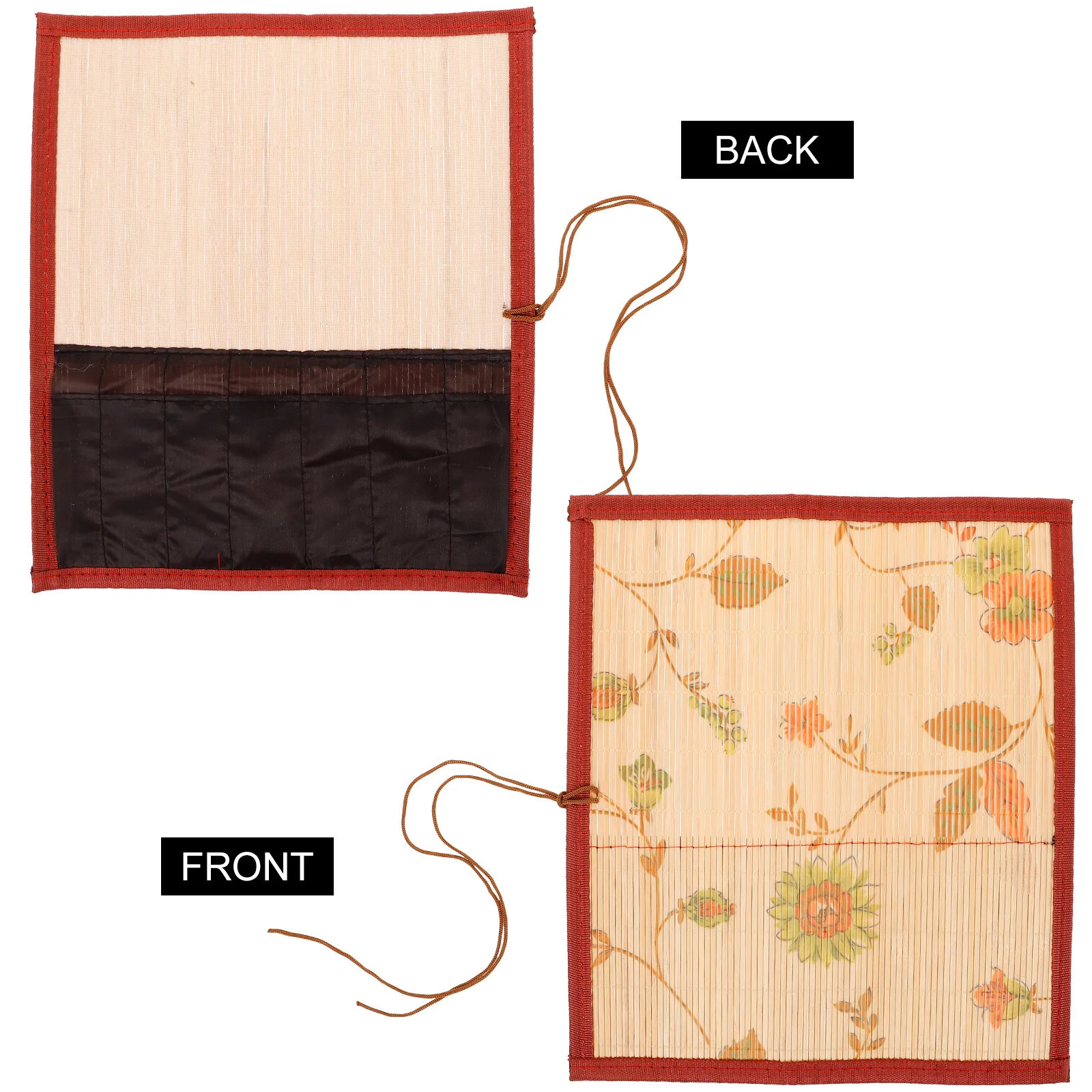 نشمر مقلمة الخيزران المنسوجة فرشاة القلم حقيبة مساحة إضافية منظم قرطاسية لرسم أدوات الخط اللوحة #4