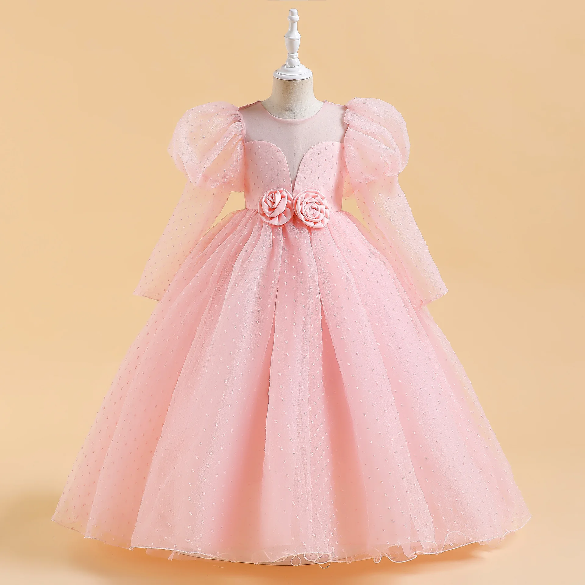 

2023 Princess Lace Bow Flower Girl Dresses First Communion Gowns bridesmaid Wedding Party formal Dresses Teen Pageant Gown