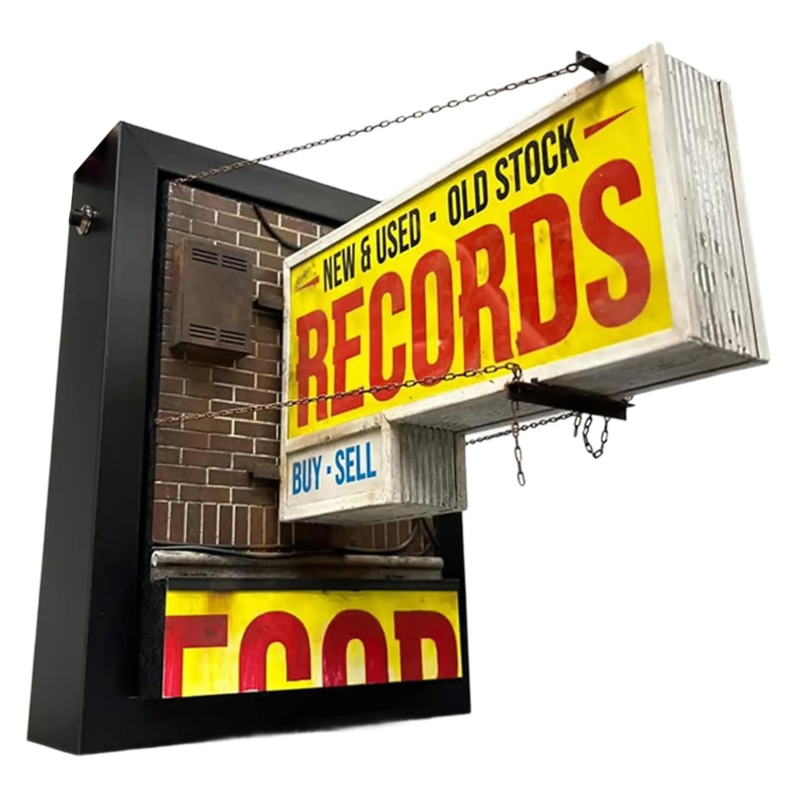 Retro Record Store Wall Light Yellow Eye-Catching Sign Nostalgic Home Furnishings Studio Decor For Record Collectors Music Lover