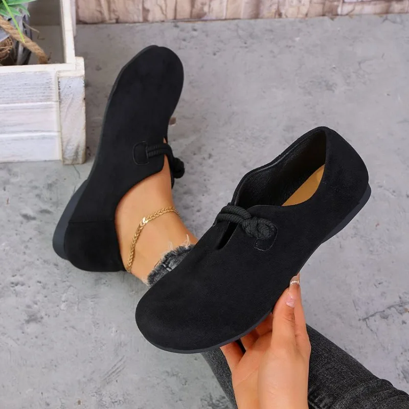Retro Flache Schuhe Neues Design Flache Loafer Damen Casual und Bequeme Einfarbige Damenschuhe – Detail 6