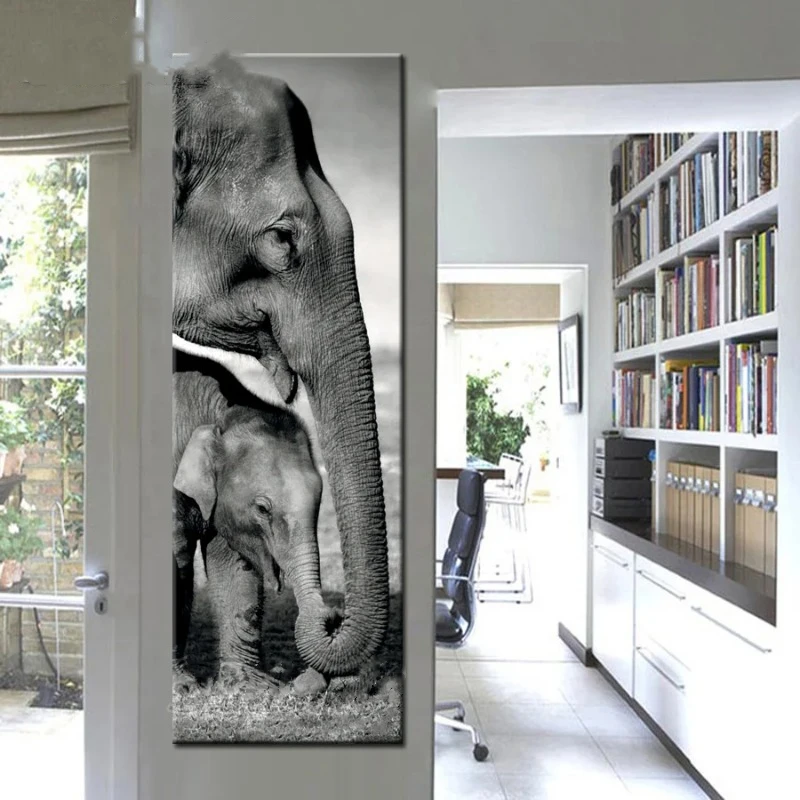 مربع الحفر الكامل diy 5d الماس اللوحة أبيض وأسود الفيل الطفل الحيوانات فسيفساء عيد الميلاد اليدوية الهدايا تأثيث المنزل #1