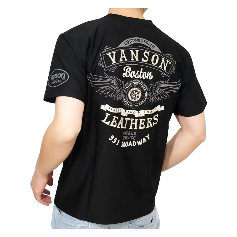 

Vanson Flying Wheel Men's Short-sleeved T-shirt - Fashionable and Comfortable Men's and Women's Printed Casual Short-sleeved