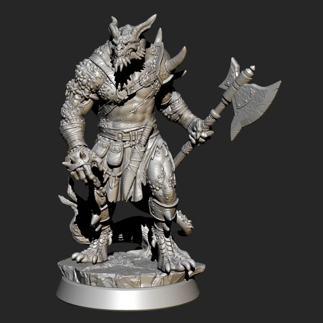 

75mm tall Resin Figure Primitive god-axe-wielding beast general Assemble Model Kit Unassembled Unpainted 3D printing toy 815