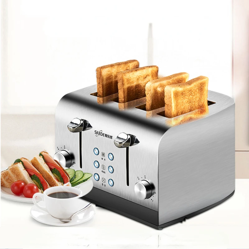 Stainless Steel Toaster Home Use and Commercial Use Hotel Toaster 4-Piece Breakfast Roast Toaster Multi-Function  Тостер