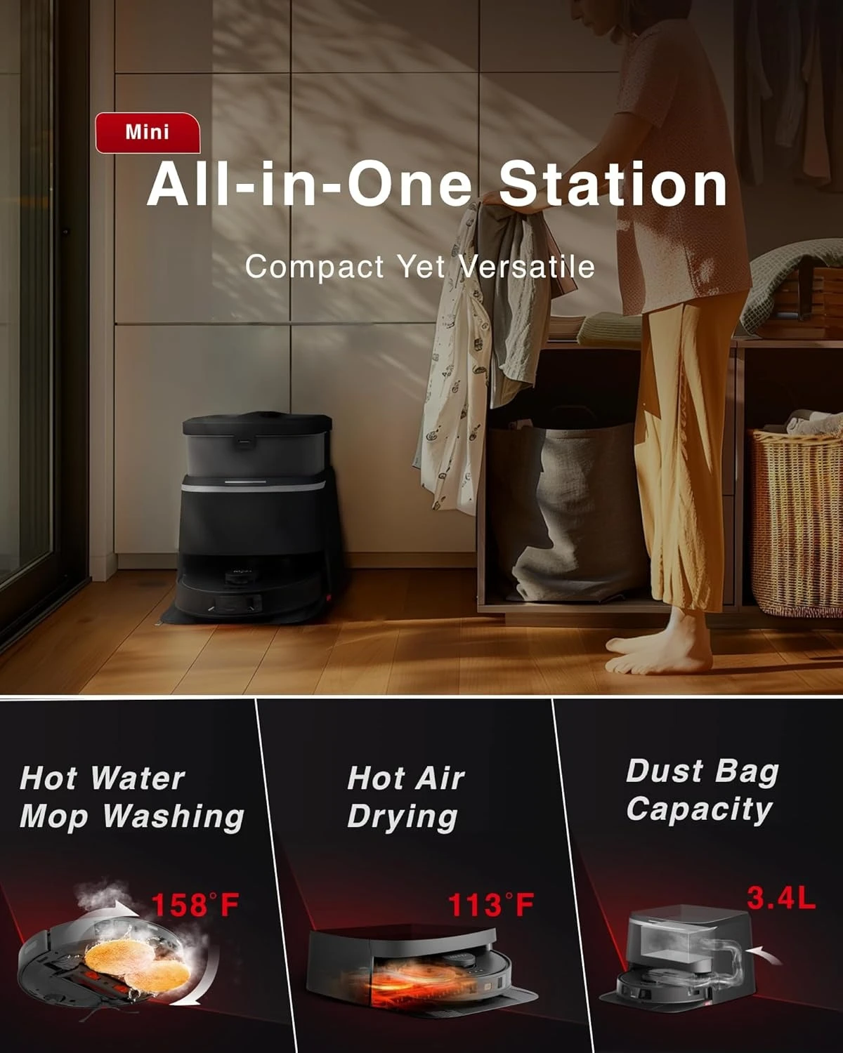 مكنسة وممسحة روبوت M12 PRO+، شفط قوي 11000Pa، تقنية ZeroTangle، تنظيف عميق