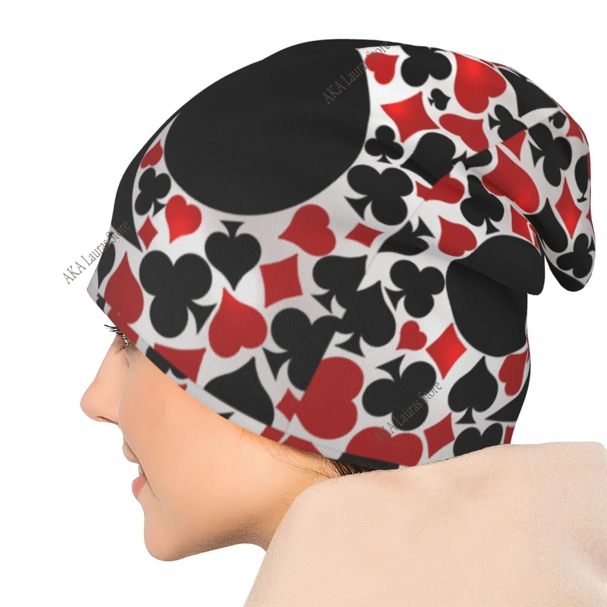 Gorros de pôquer masculinos e femininos, boné de esqui à prova de vento, tecido de camada dupla