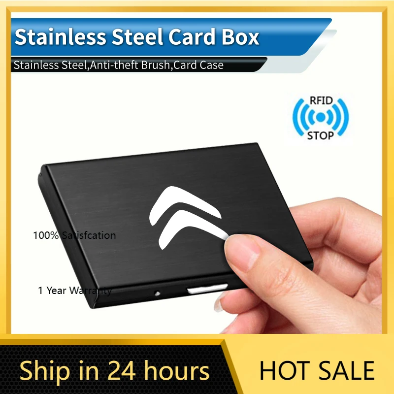 

2026 Hot Car Sticker Car Logo Business Cardcase Holder Stainless Steel Multi Wallet Slim Credit ID Card Case Box Holder For Citr