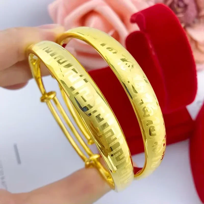 

9999 Настоящее Золото 24 К Чистое Золото Бутик Утолщенный Вес 10n Лазерная Печать Браслет Baifu Push-pull Викройка Великой Стены